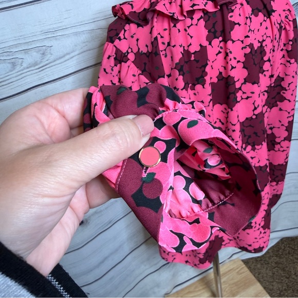 Kate Spade Vibrant Pink and Black Floral Blouse - Picture 3 of 4
